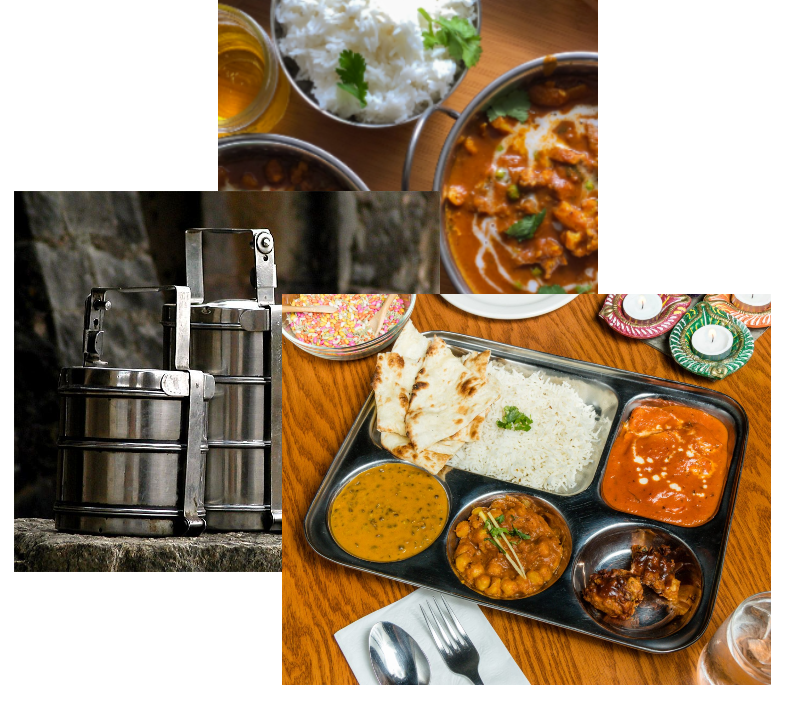 Woman enjoying food, meals in storage container, and food bowls on a table.